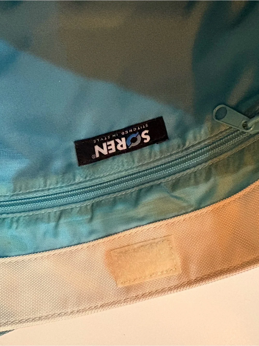 Ford Branded Two-Tone Canvas Shoulder Bag in Teal and Cream